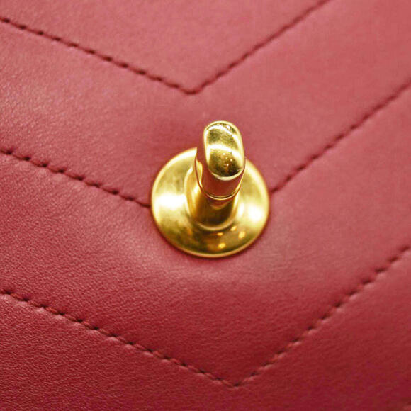 CHANEL  Calfskin Chevron Stitched Small Coco Flap Bag Red - Picture 10 of 15